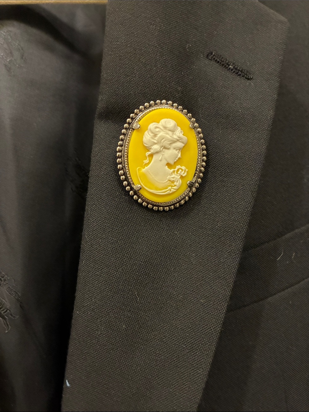 Yellow Cameo Brooch - Goth Whimsigoth Dark Romantic